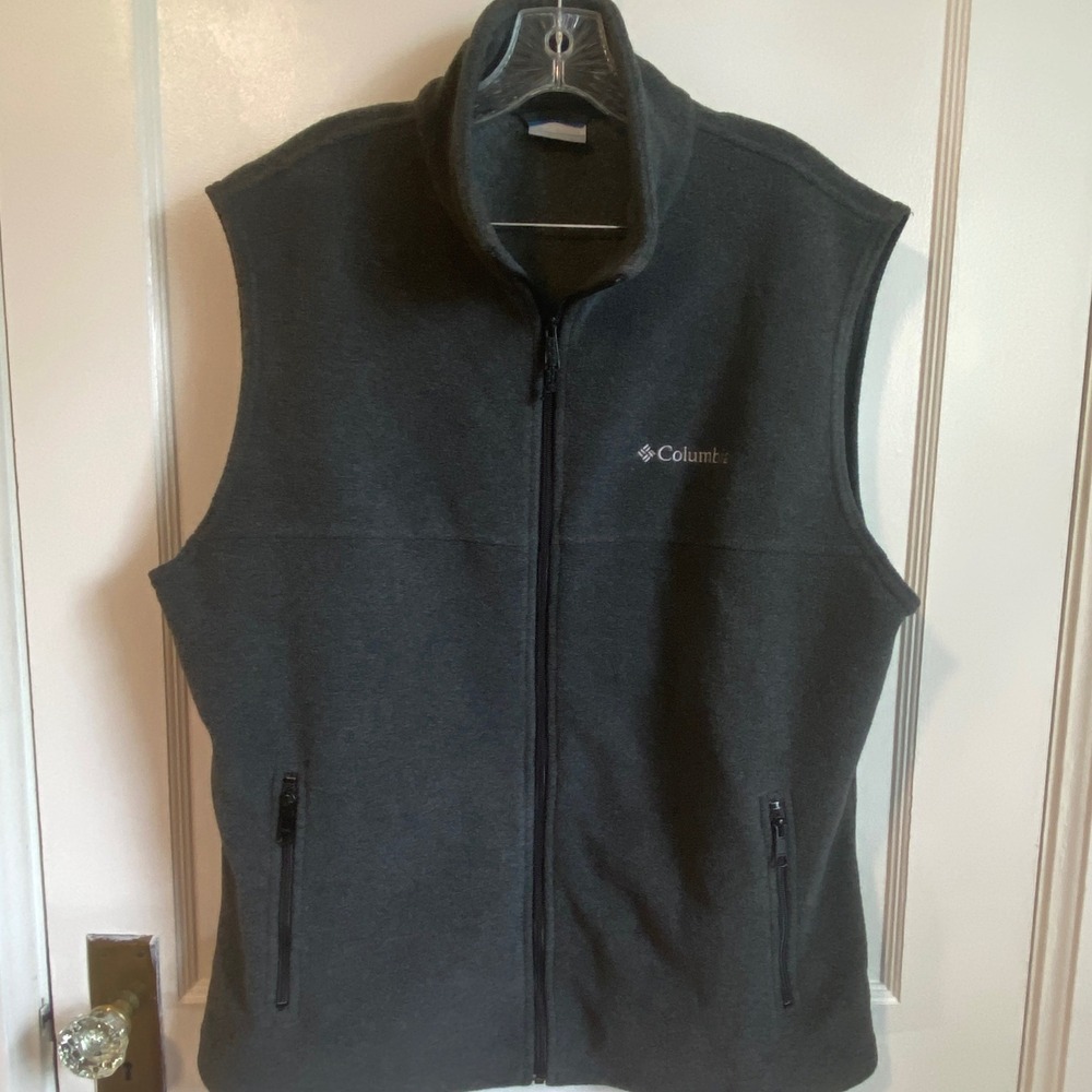 Columbia Mens Steens Mountain Fleece Vest Lg Charcoal Gray Full Zip 1545341-032
